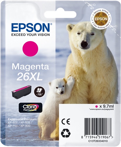 Cartuccia EPSON originale  26XL, C13T26334010, C13T26334012
