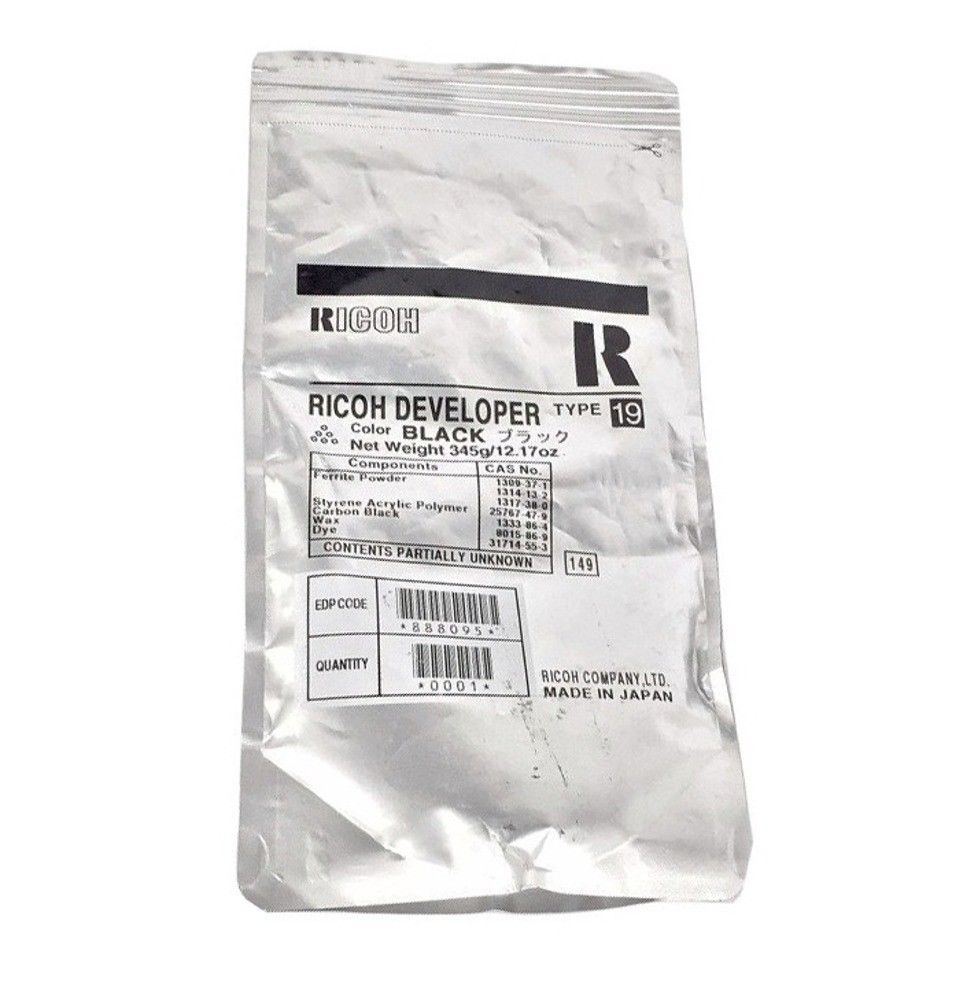 Cartuccia Developer Originale GESTETNER, NASHUATEC, INFOTEC, LANIER, RICOH  480-0056, 888095, B039-9640, B0399640, DD6BLK, K118, Type 19